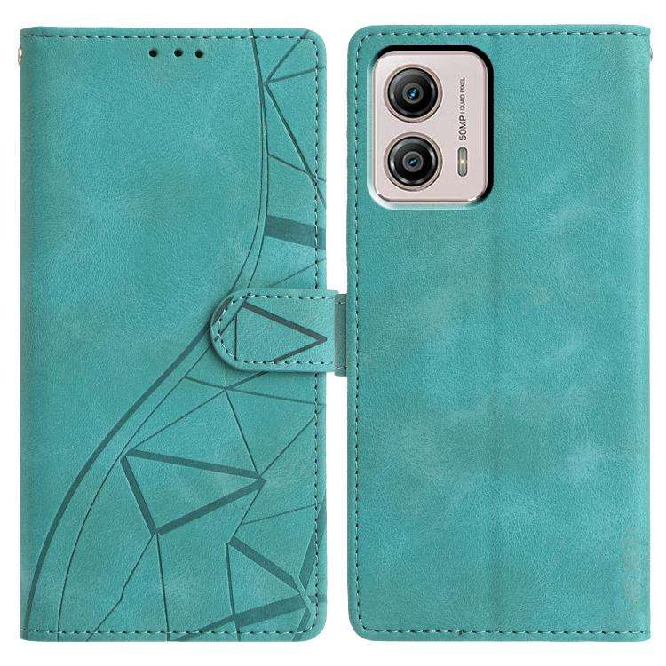 For Motorola Moto G53 5G Triangles Embossed Leather Phone Case(Green)
