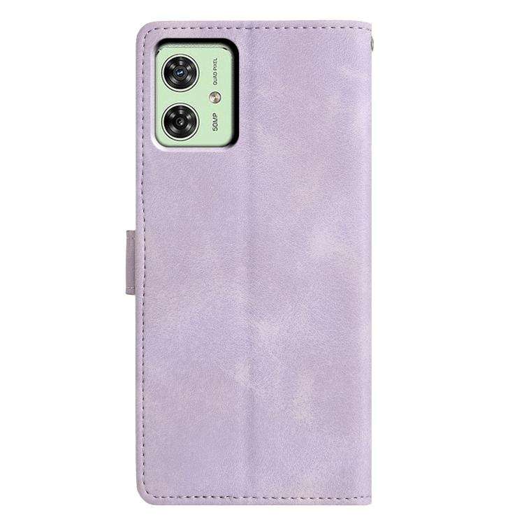 For Motorola Moto G54 Triangles Embossed Leather Phone Case(Purple)