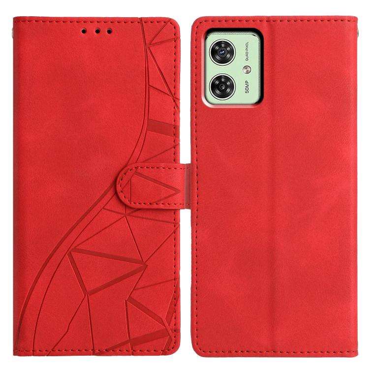 For Motorola Moto G54 Triangles Embossed Leather Phone Case(Red)