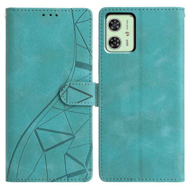 For Motorola Moto G54 Triangles Embossed Leather Phone Case(Green)