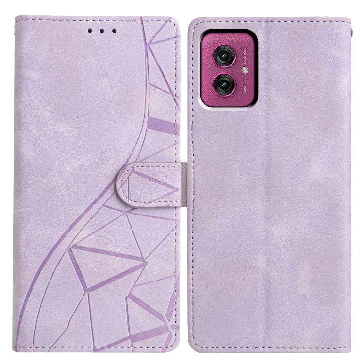 For Motorola Moto G55 Triangles Embossed Leather Phone Case(Purple)