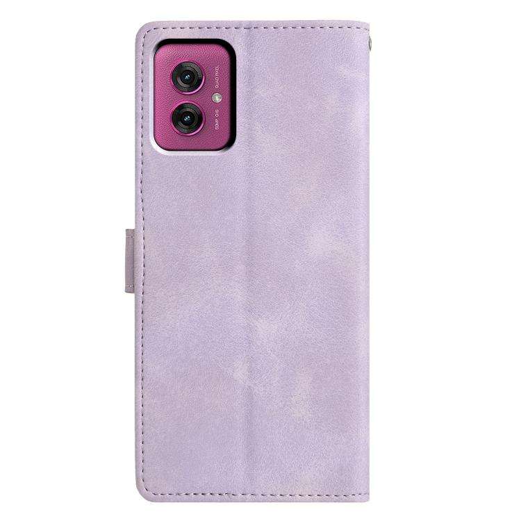 For Motorola Moto G55 Triangles Embossed Leather Phone Case(Purple)