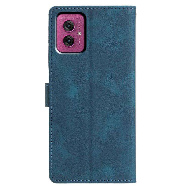 For Motorola Moto G55 Triangles Embossed Leather Phone Case(Blue)