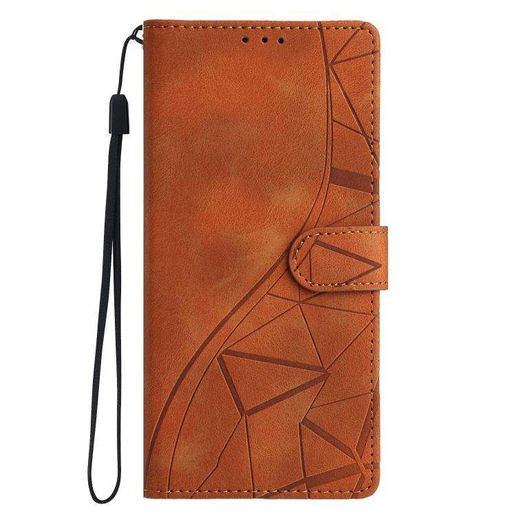 For Motorola Moto G55 Triangles Embossed Leather Phone Case(Brown)