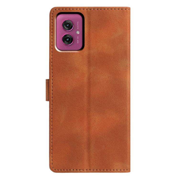 For Motorola Moto G55 Triangles Embossed Leather Phone Case(Brown)