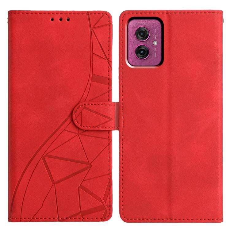 For Motorola Moto G55 Triangles Embossed Leather Phone Case(Red)