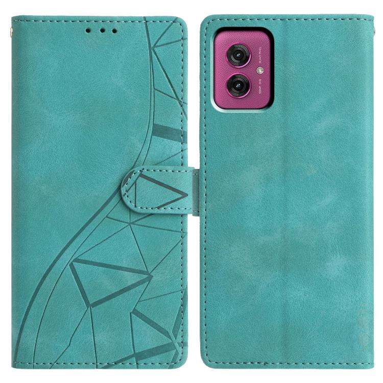 For Motorola Moto G55 Triangles Embossed Leather Phone Case(Green)