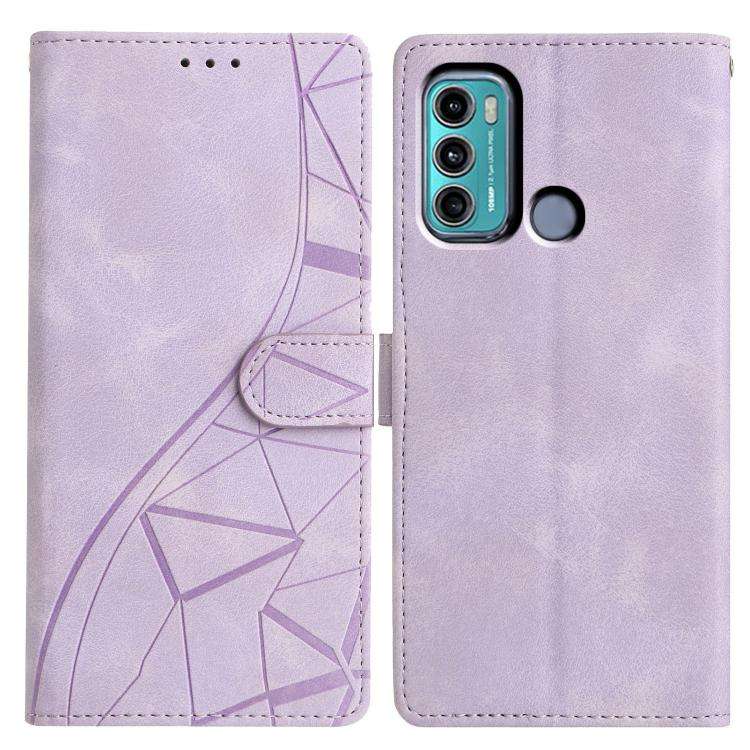 For Motorola Moto G60 Triangles Embossed Leather Phone Case(Purple)