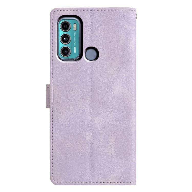 For Motorola Moto G60 Triangles Embossed Leather Phone Case(Purple)