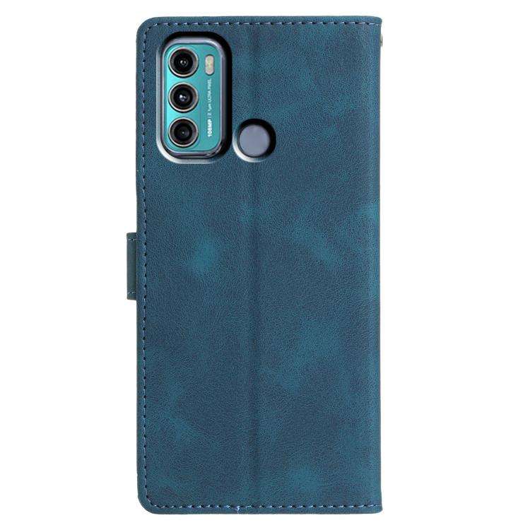 For Motorola Moto G60 Triangles Embossed Leather Phone Case(Blue)