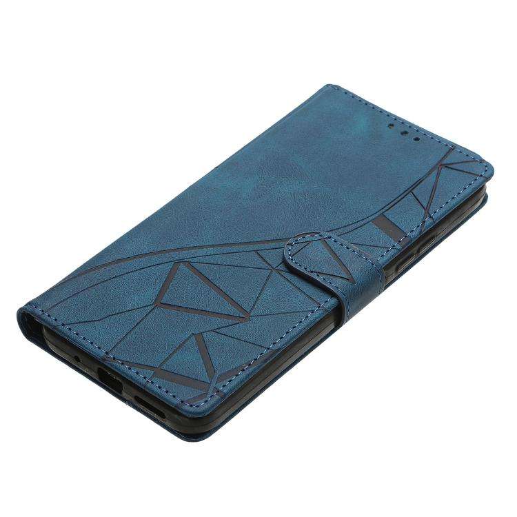 For Motorola Moto G60 Triangles Embossed Leather Phone Case(Blue)