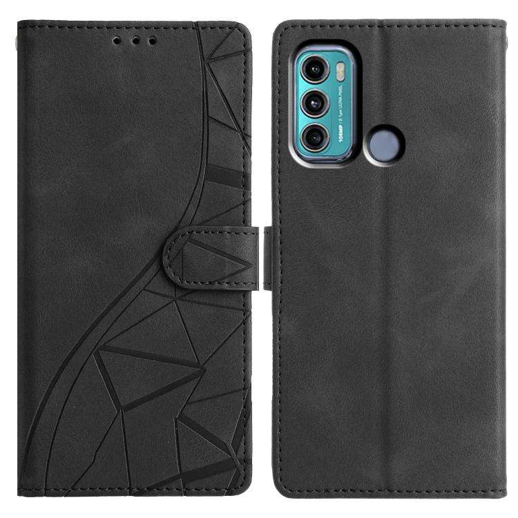 For Motorola Moto G60 Triangles Embossed Leather Phone Case(Black)