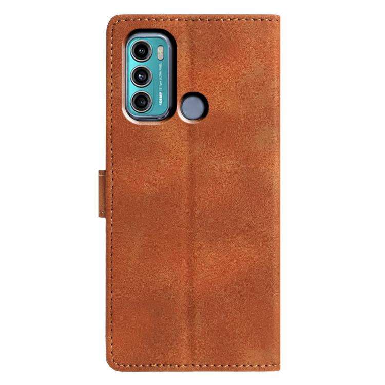 For Motorola Moto G60 Triangles Embossed Leather Phone Case(Brown)