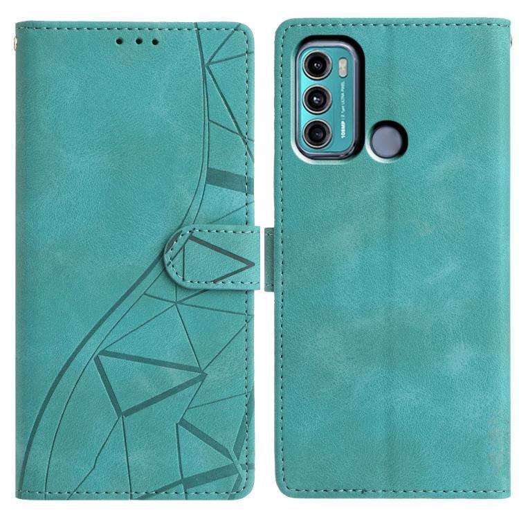 For Motorola Moto G60 Triangles Embossed Leather Phone Case(Green)