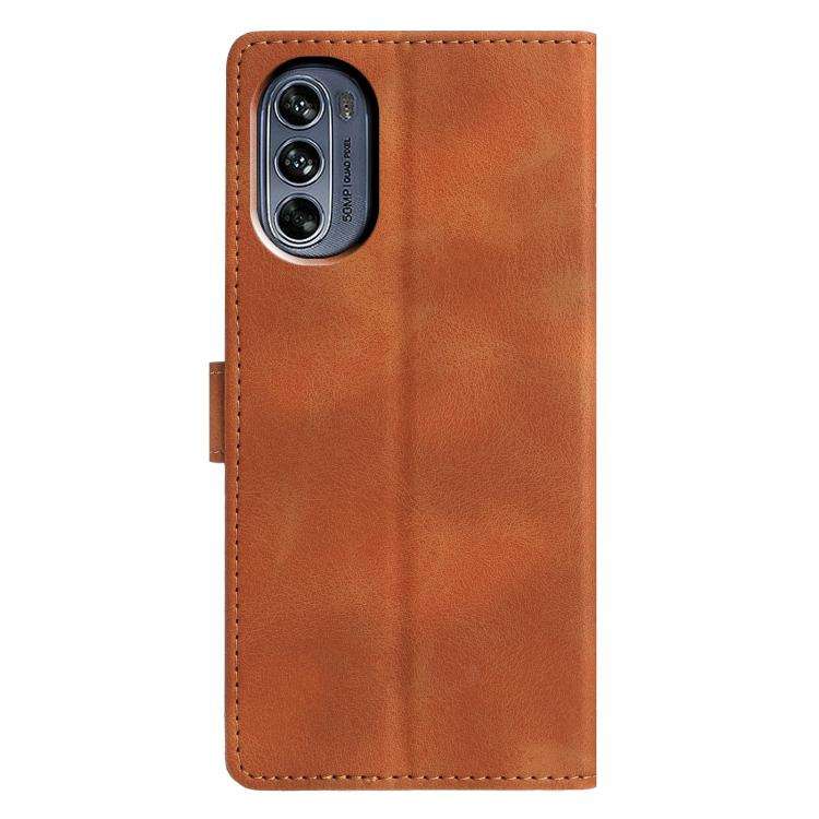 For Motorola Moto G62 5G Triangles Embossed Leather Phone Case(Brown)