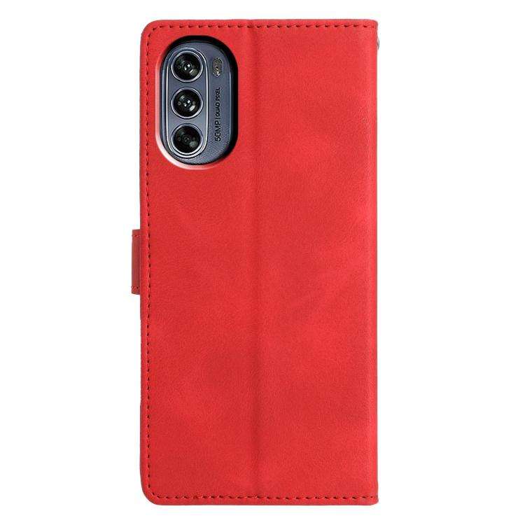 For Motorola Moto G62 5G Triangles Embossed Leather Phone Case(Red)
