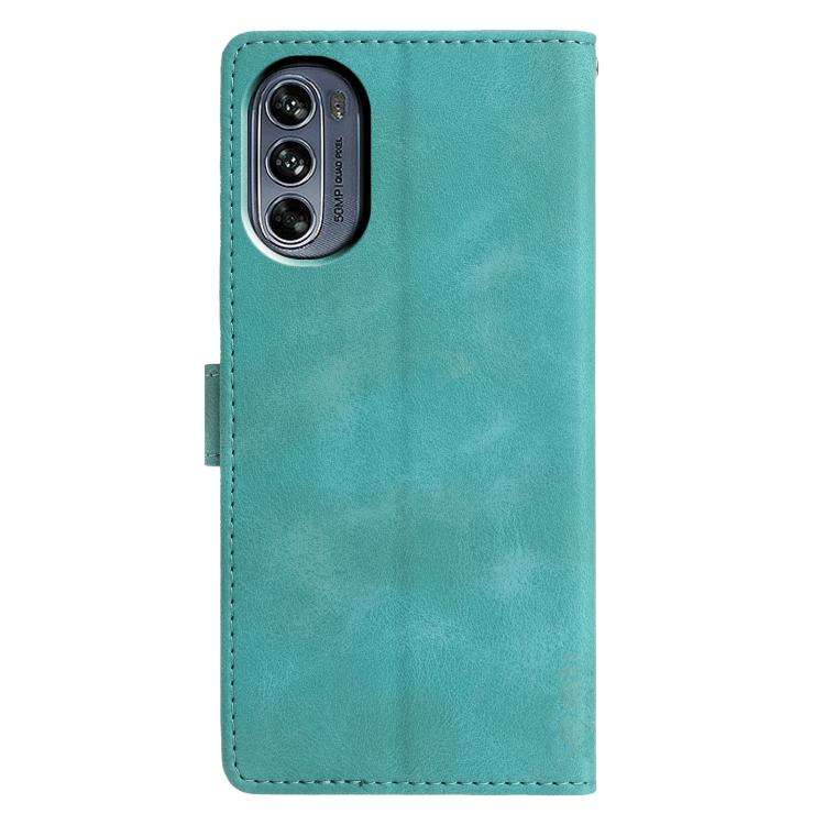 For Motorola Moto G62 5G Triangles Embossed Leather Phone Case(Green)