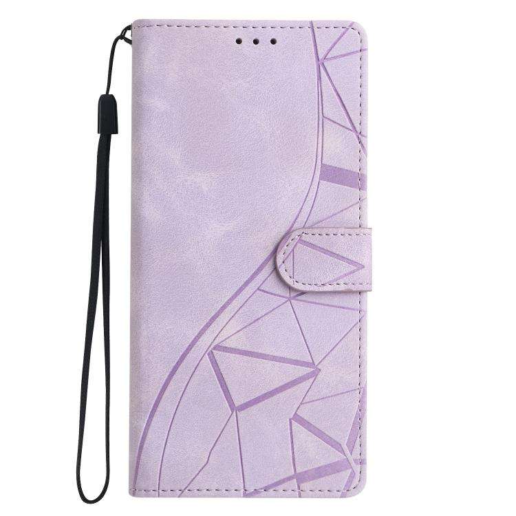 For Motorola Moto G73 Triangles Embossed Leather Phone Case(Purple)
