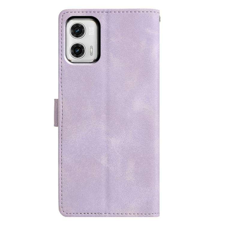 For Motorola Moto G73 Triangles Embossed Leather Phone Case(Purple)