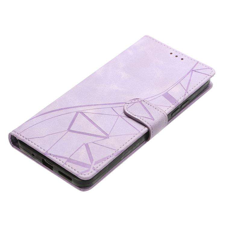 For Motorola Moto G73 Triangles Embossed Leather Phone Case(Purple)