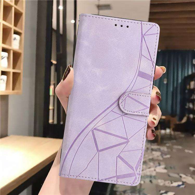 For Motorola Moto G73 Triangles Embossed Leather Phone Case(Purple)