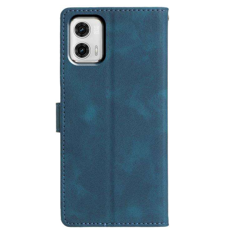 For Motorola Moto G73 Triangles Embossed Leather Phone Case(Blue)
