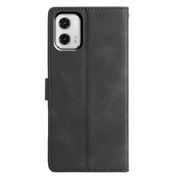 For Motorola Moto G73 Triangles Embossed Leather Phone Case(Black)