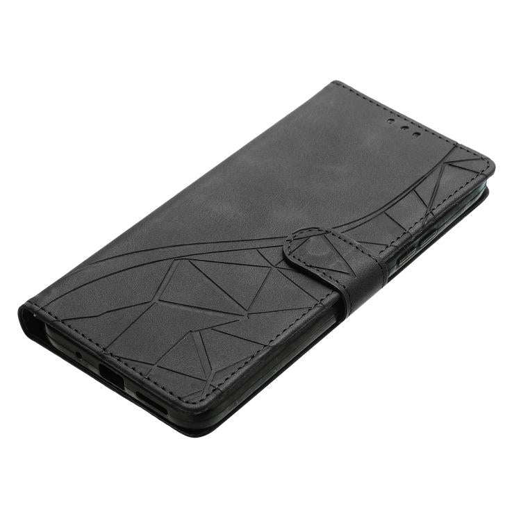 For Motorola Moto G73 Triangles Embossed Leather Phone Case(Black)