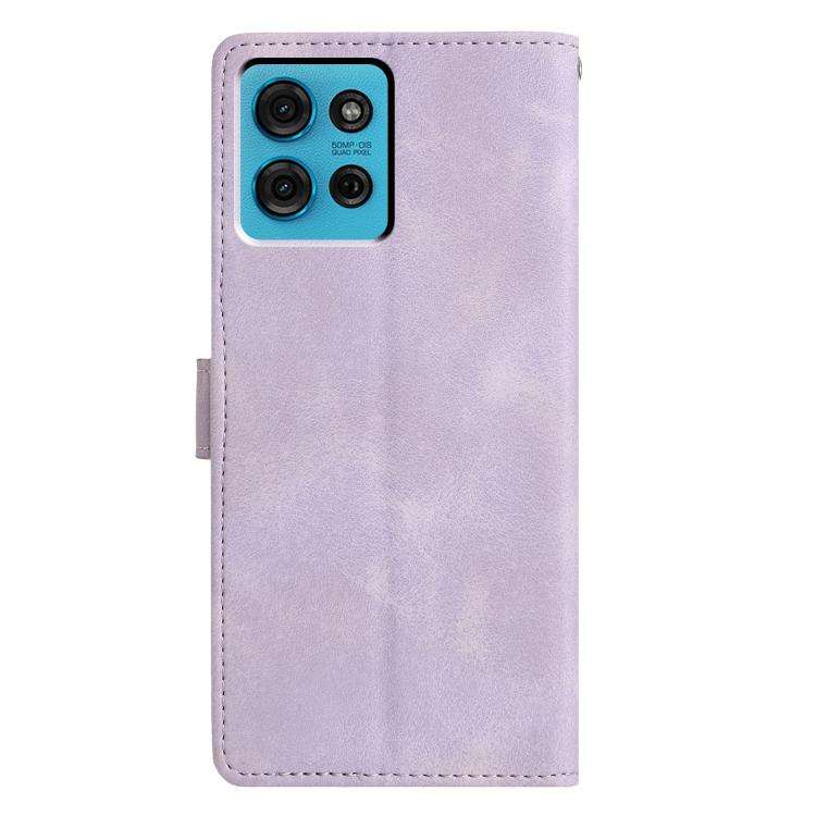 For Motorola Moto G75 5G Triangles Embossed Leather Phone Case(Purple)