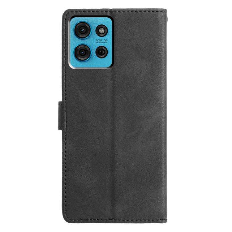 For Motorola Moto G75 5G Triangles Embossed Leather Phone Case(Black)
