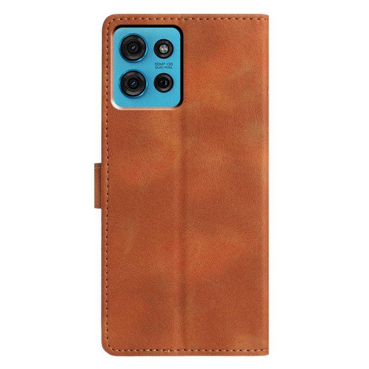 For Motorola Moto G75 5G Triangles Embossed Leather Phone Case(Brown)