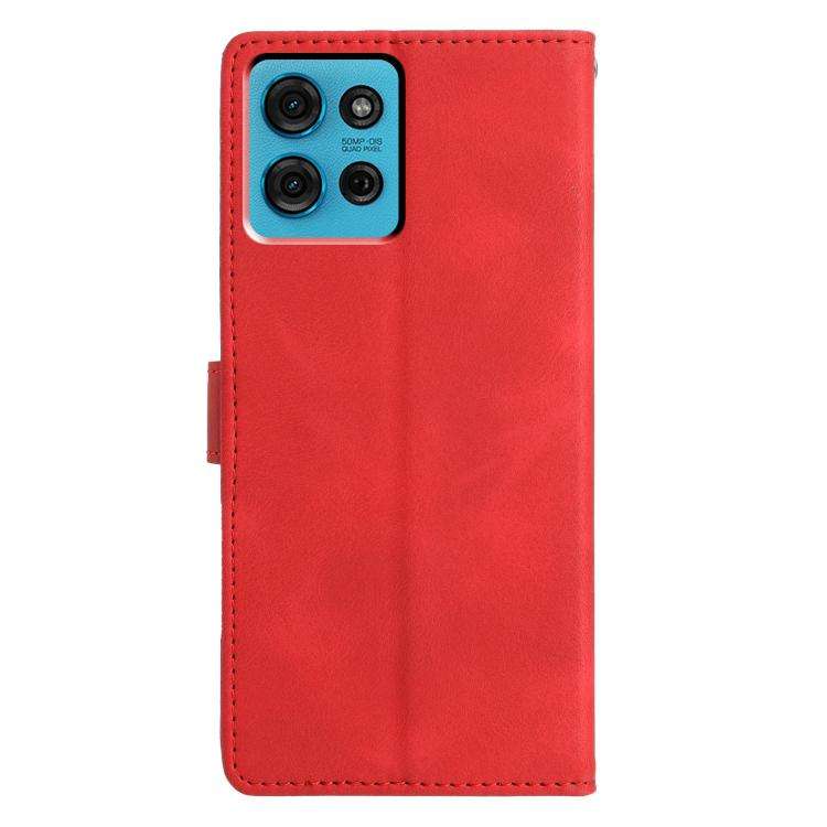 For Motorola Moto G75 5G Triangles Embossed Leather Phone Case(Red)