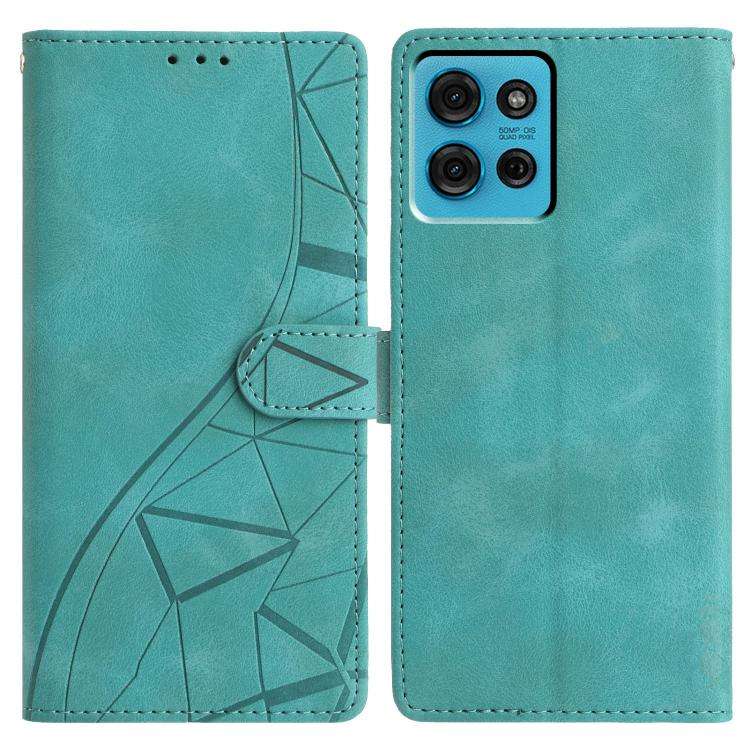 For Motorola Moto G75 5G Triangles Embossed Leather Phone Case(Green)