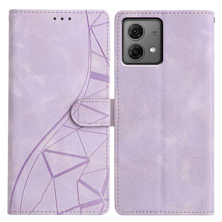 For Motorola Moto G84 Triangles Embossed Leather Phone Case(Purple)