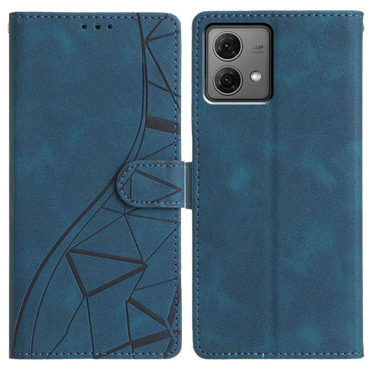 For Motorola Moto G84 Triangles Embossed Leather Phone Case(Blue)
