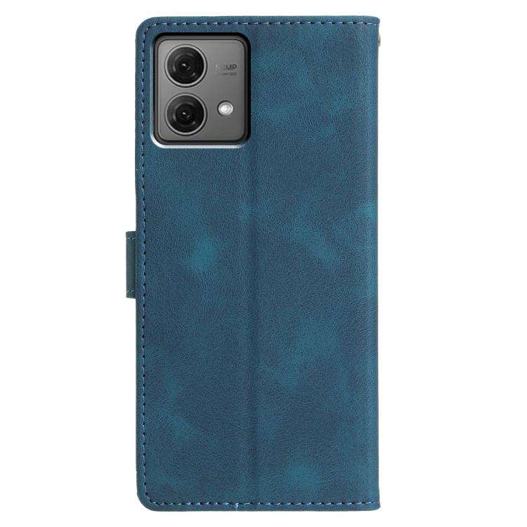For Motorola Moto G84 Triangles Embossed Leather Phone Case(Blue)