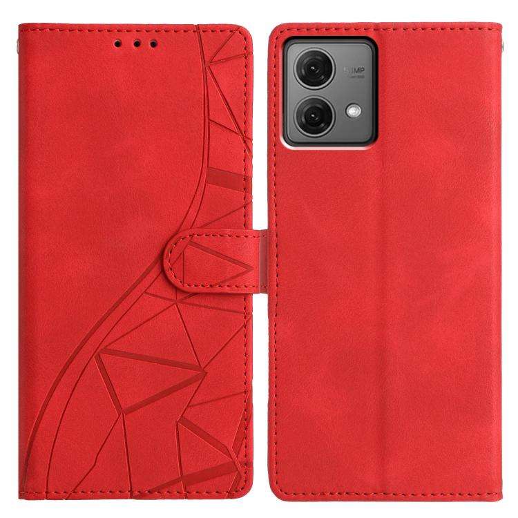 For Motorola Moto G84 Triangles Embossed Leather Phone Case(Red)