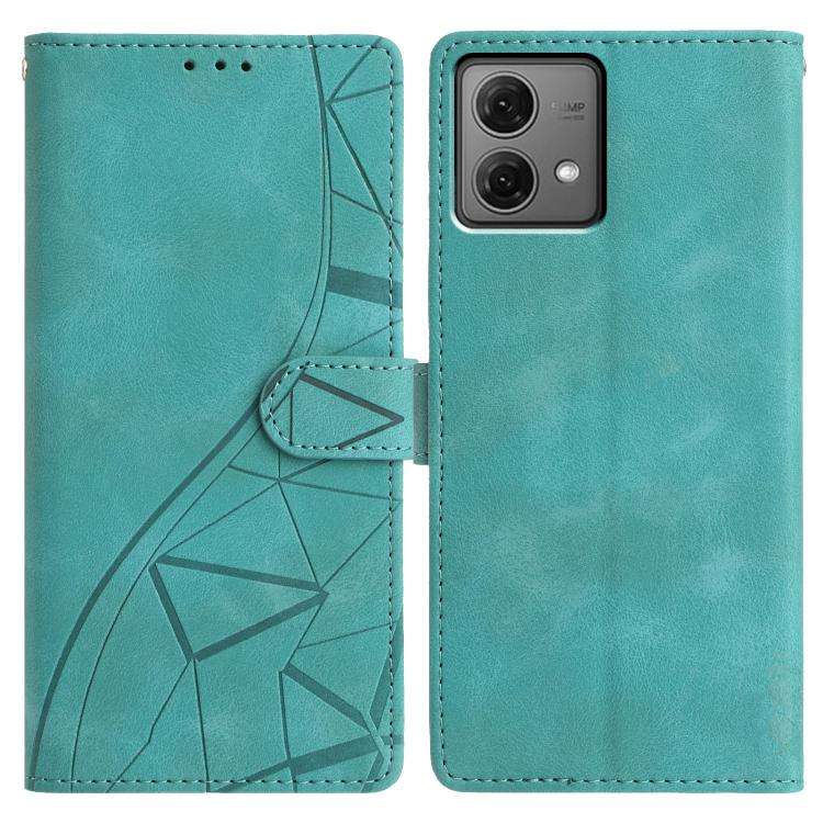 For Motorola Moto G84 Triangles Embossed Leather Phone Case(Green)