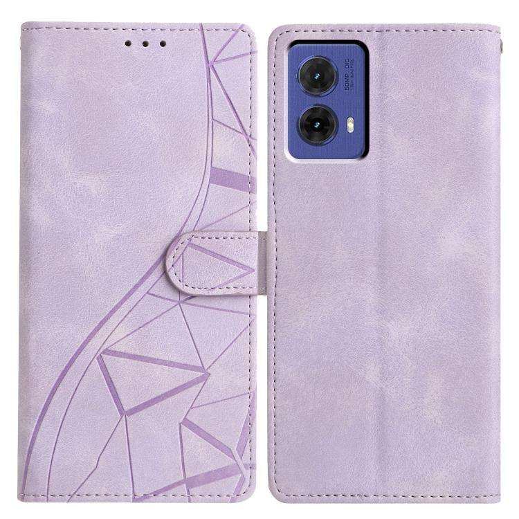 For Motorola Moto G85 Triangles Embossed Leather Phone Case(Purple)