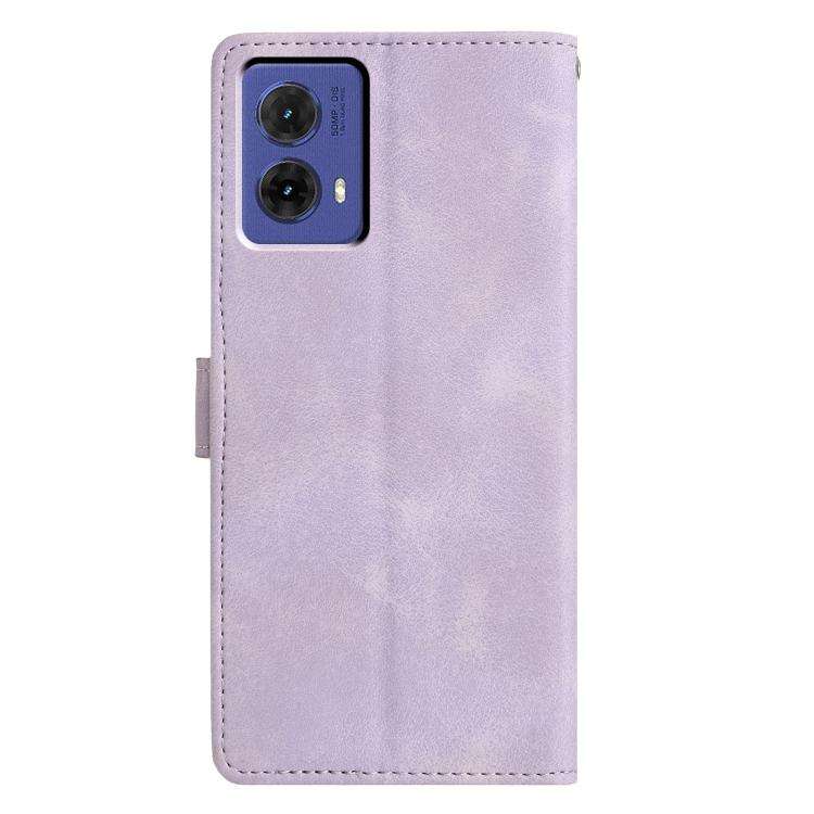 For Motorola Moto G85 Triangles Embossed Leather Phone Case(Purple)
