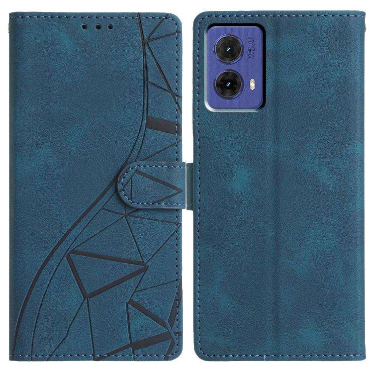 For Motorola Moto G85 Triangles Embossed Leather Phone Case(Blue)