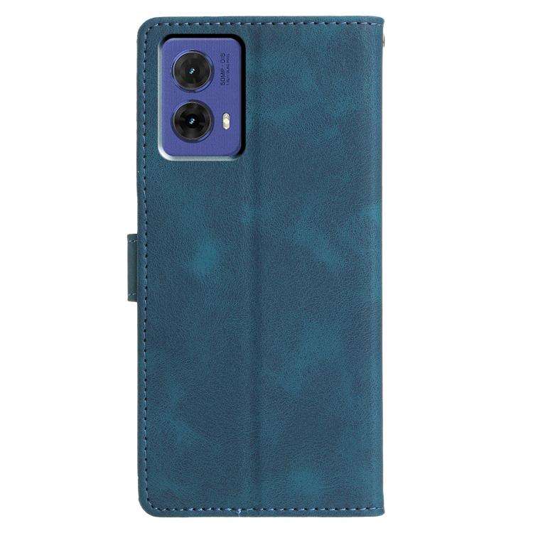 For Motorola Moto G85 Triangles Embossed Leather Phone Case(Blue)