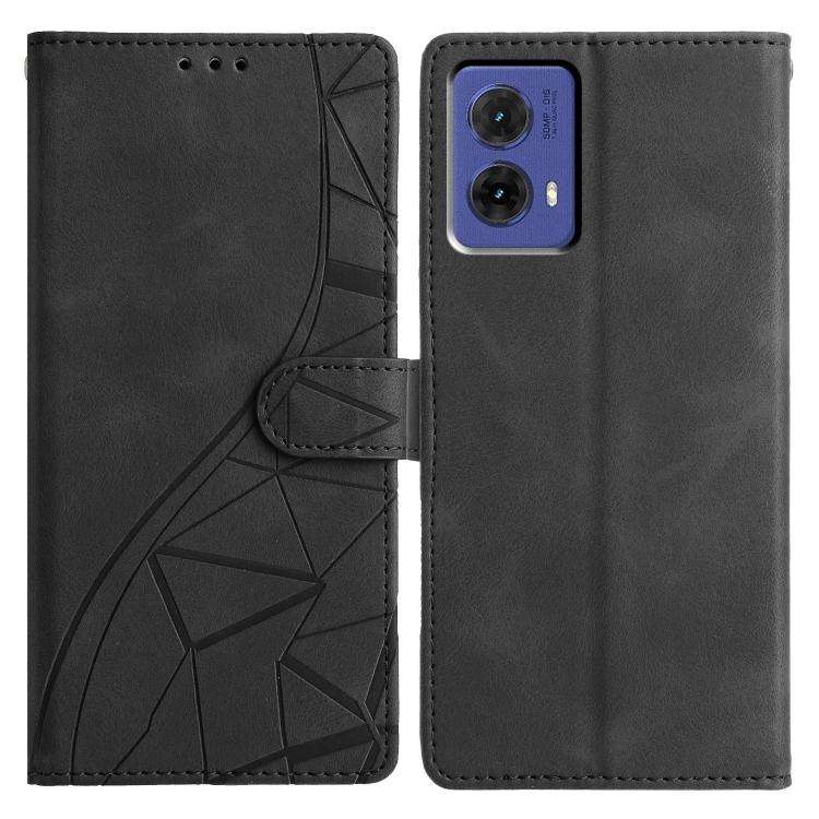 For Motorola Moto G85 Triangles Embossed Leather Phone Case(Black)