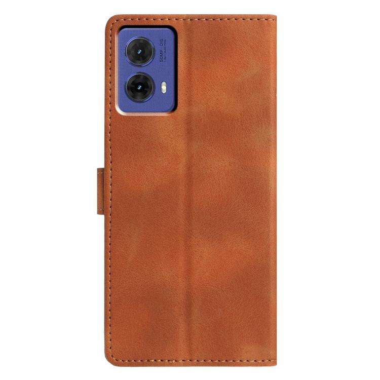 For Motorola Moto G85 Triangles Embossed Leather Phone Case(Brown)