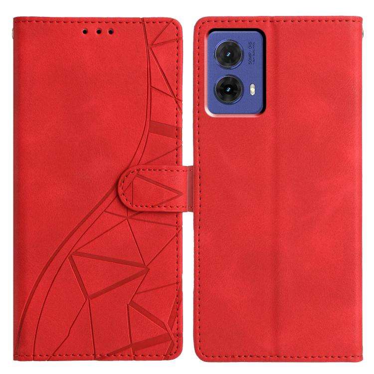 For Motorola Moto G85 Triangles Embossed Leather Phone Case(Red)