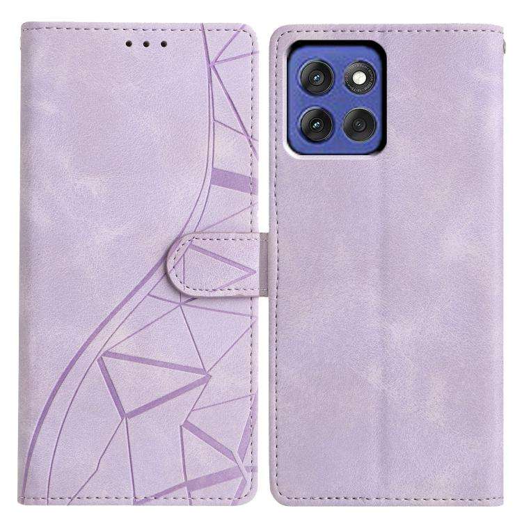 For Motorola Moto G Stylus 5G 2025 Triangles Embossed Leather Phone Case(Purple)