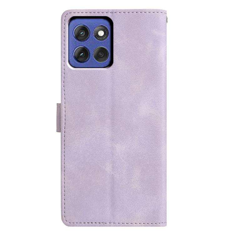 For Motorola Moto G Stylus 5G 2025 Triangles Embossed Leather Phone Case(Purple)