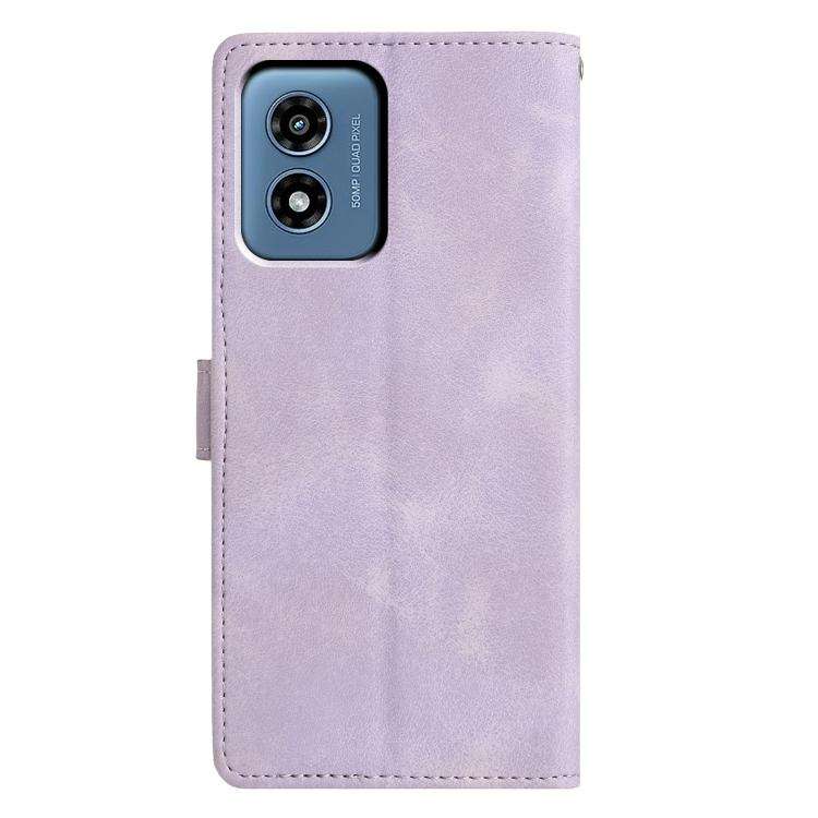For Motorola Moto G Play 2024 Triangles Embossed Leather Phone Case(Purple)