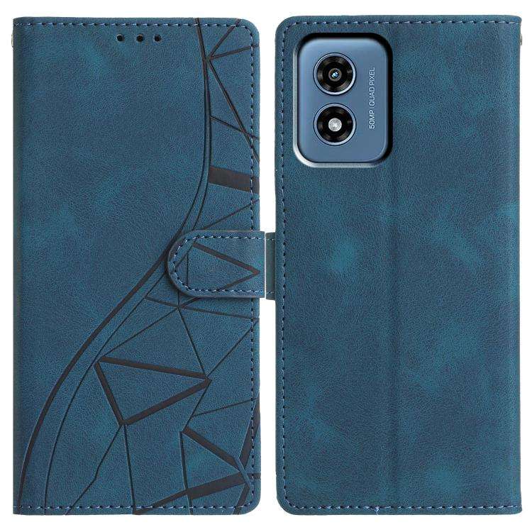For Motorola Moto G Play 2024 Triangles Embossed Leather Phone Case(Blue)