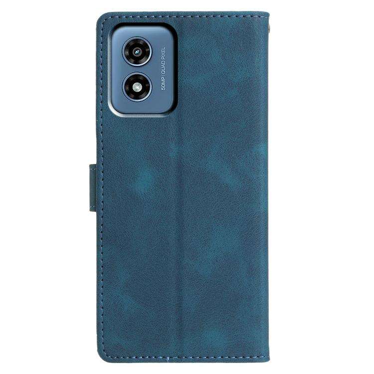 For Motorola Moto G Play 2024 Triangles Embossed Leather Phone Case(Blue)